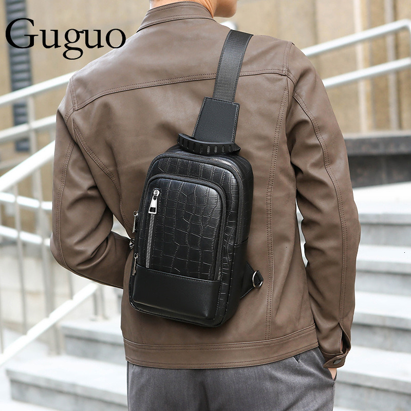 Guguo Designer Bag Men's Chest Luxury Bag Bag Style Large Capacity Crossbody Bag Versatile Checkerboard Pattern Casual Shoulder Bag Travel Phone 