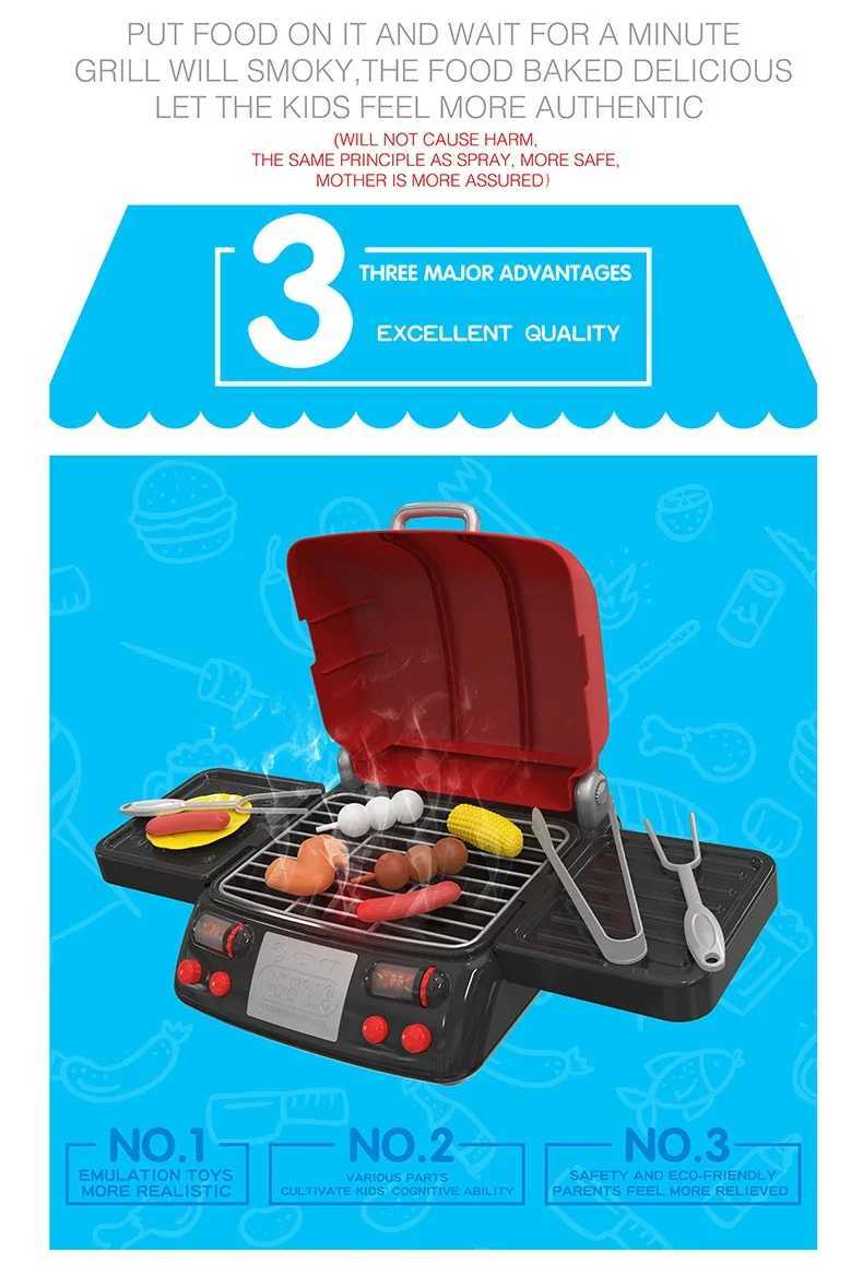 Pretend Play Kitchen Barbecue Simulation Electric Barbecue Oven Food BBQ House Play Role Pretend Play House Play Toys For Girls C250922