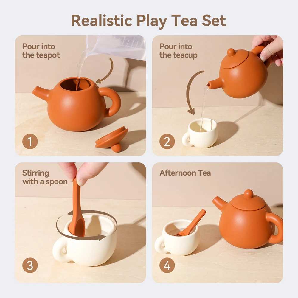 Wooden Afternoon Tea Set ToysEarly Educational Toys for ToddlersKitchen Accessories Afternoon Tea Party Food Play Girls Toys C250922