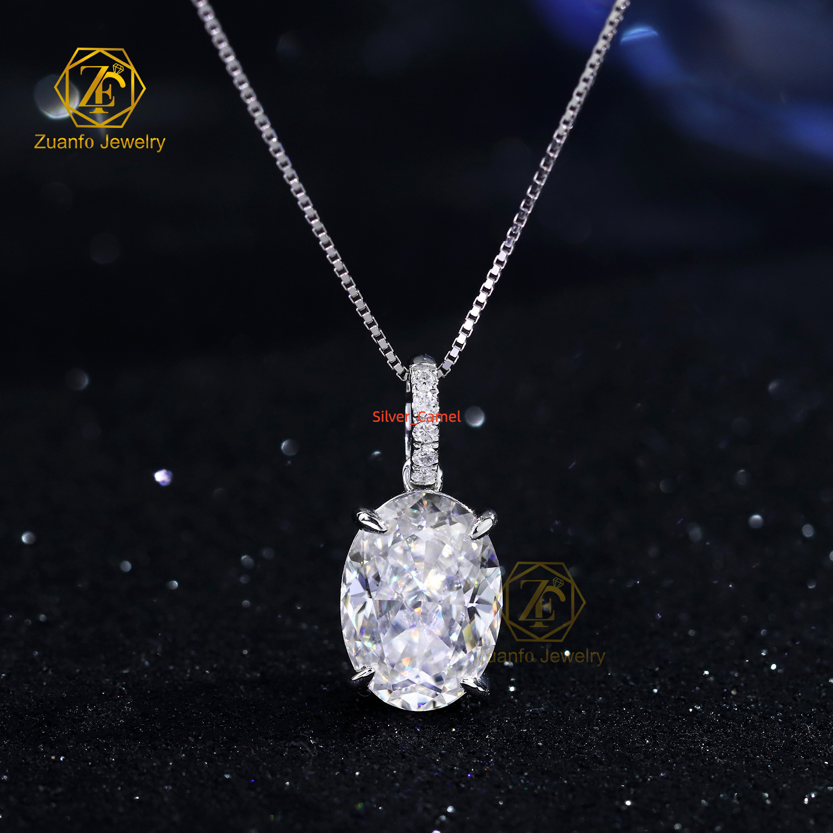 IGI CVD HPHT Fine Jewelry Lab Diamond Pendant 10K 14K 18K White Gold 1CT4CT Oval Shape Lab Grown Diamond Solitaire Pendant