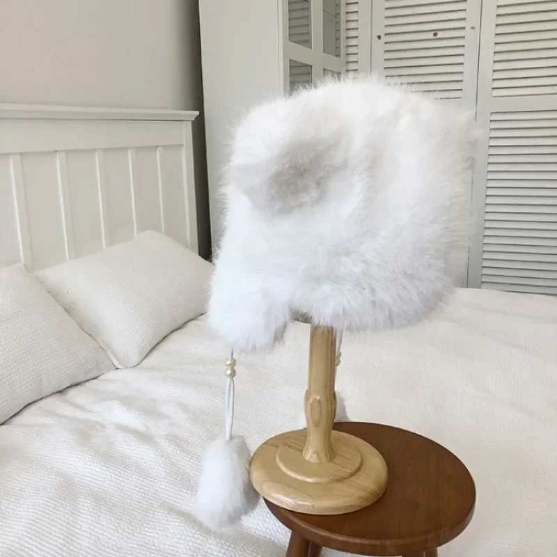 Winter Ear Protection Fluffy Bber Hat Wen Doublelayer Thick P Beanies C Girls Cute Ears Warm Faux Fur Sklies C Y250920