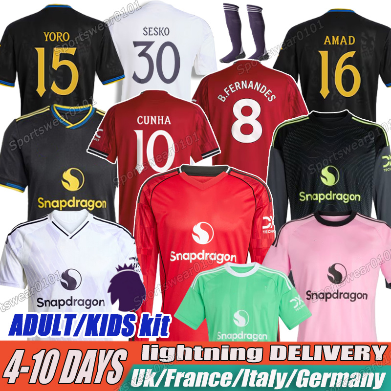 man unitdejersey 25 26 Sesko YORO Soccer Jerseys B. FERNANDES CUNHA LAMMENS George MARTINEZ CASEMIRO UNTED Lunar long sleeve football shirt kids kits