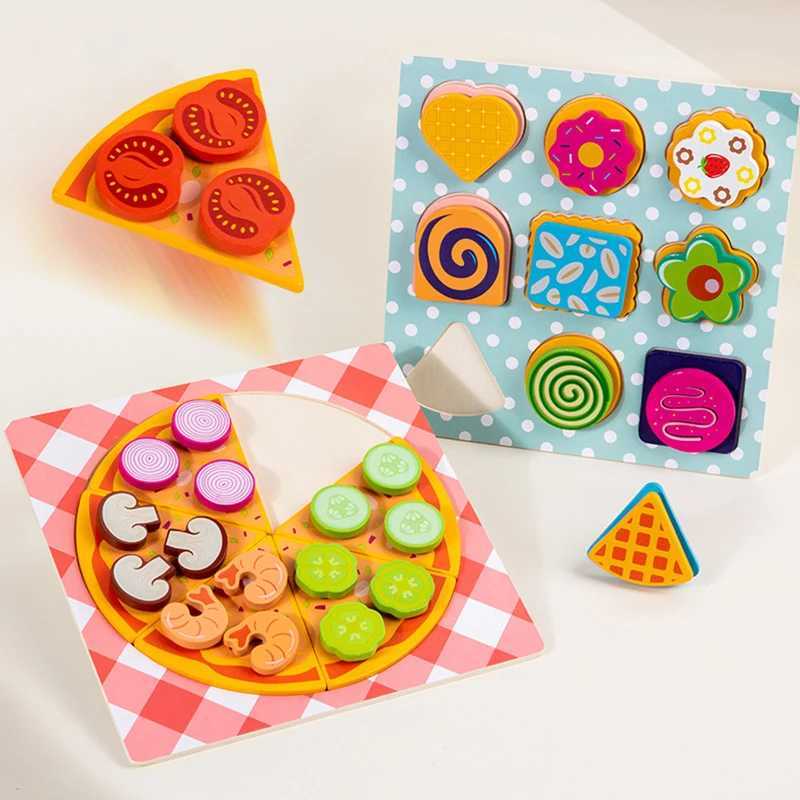 Childrens Wooden Simulation Pizza Cookies Pairing Puzzle Sticky Fun Early Education Puzzle Toy C250922