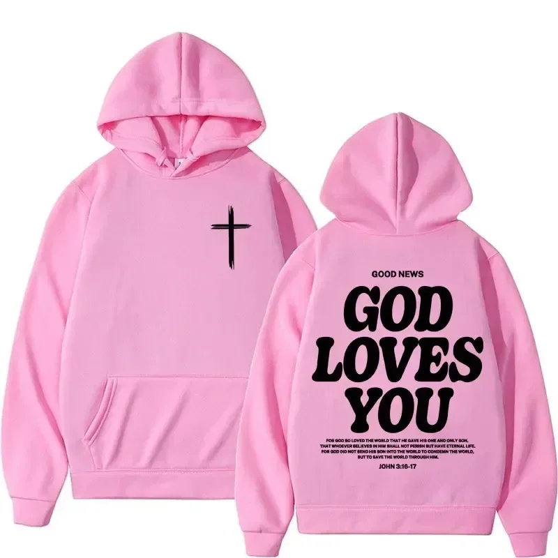 Hoodies Harajuku Christian Aesthetics Jesus Church Bible God Loves You Hoodies Men and Women Retro Sweaters Strt Clothing Y2K L251018TS5C