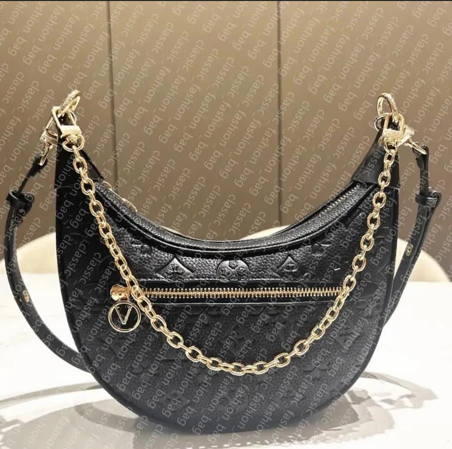 loop hobo bags Gold Chain Handbag Luxuries Designers Womens Coated Canvas Zipper Crossbody Shoulder Strap Bag Crescent bottom handbags purses Moon 5A