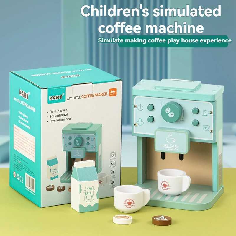 Kids Kitchen Toy Set Wooden Coffee Maker Set Simulation Cookie Pretend Play Educational Toys Gifts for Girls Boys C250922