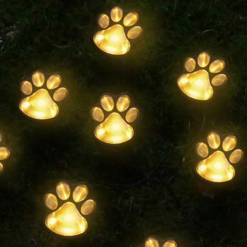 Solar Paw Print Lights Cat Dog Animal Solar Lights Outdoor Christmas Halloween Decoration Garden Courtyard Waterproof Lawn Light C250922