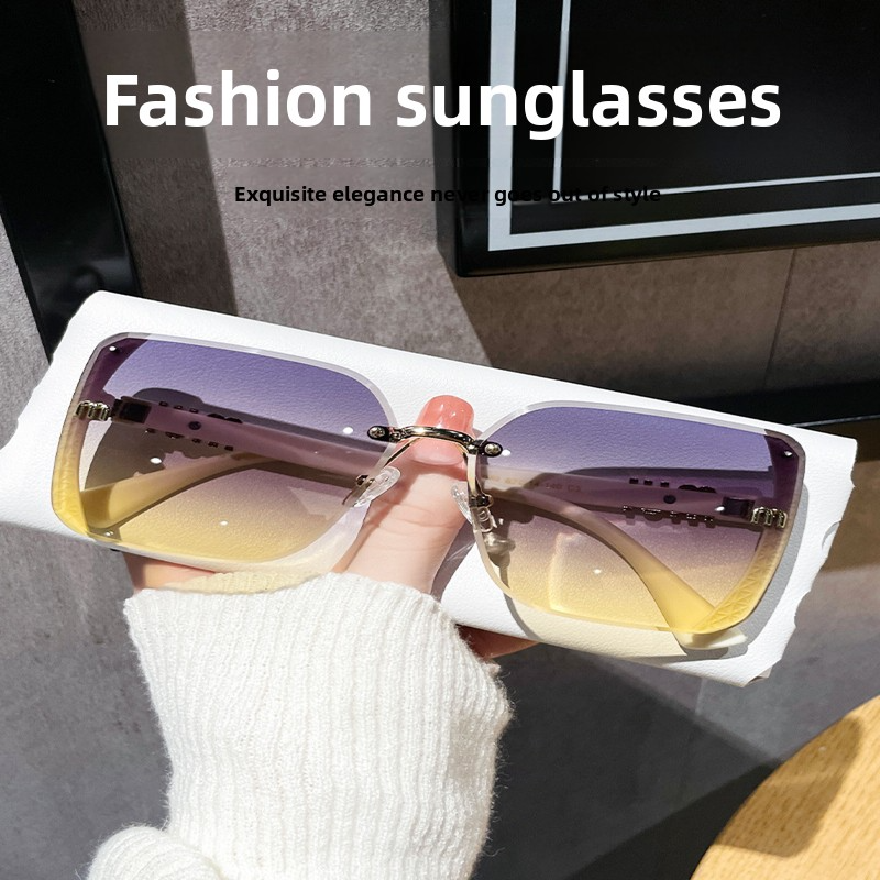 Fashionable Rimless-Cut Sunglasses - Semi-Rimless, High-Quality, Trendy & Minimalist Sunglasses for Women, Protective Style