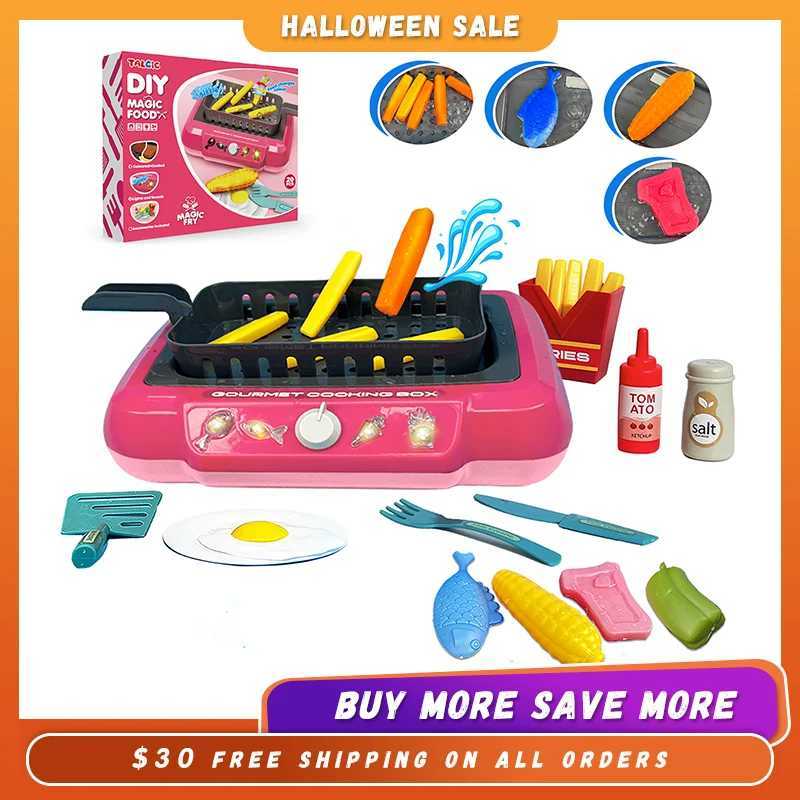 Color Changing Kids Food Fryer Pretend Play Toys for kids 3 Gourmet Cooking Box toys gift for boys and girls C250922