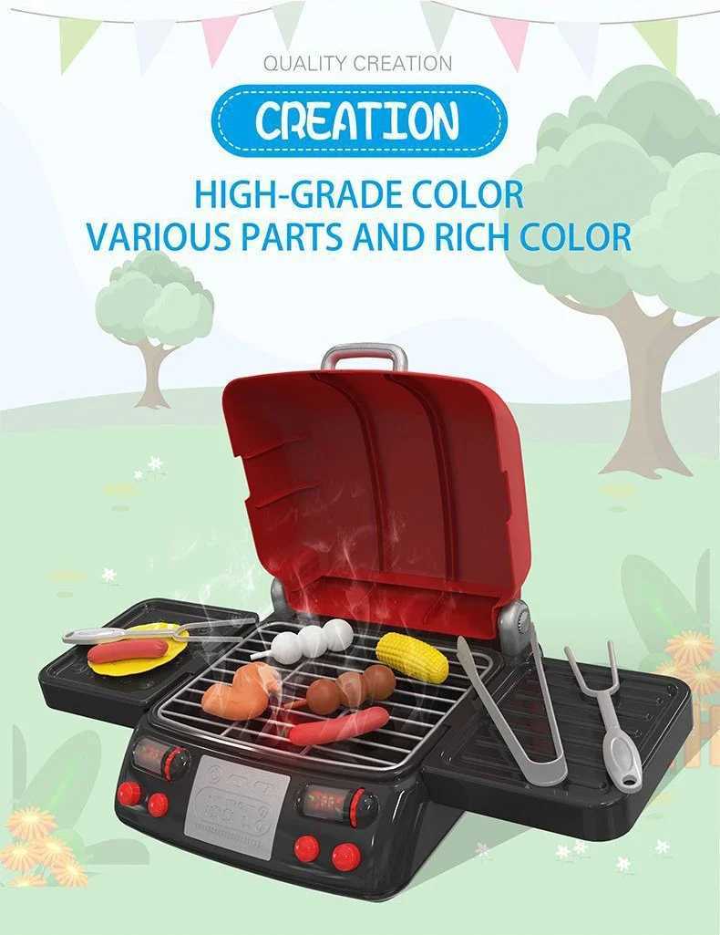 Pretend Play Kitchen Barbecue Simulation Electric Barbecue Oven Food BBQ House Play Role Pretend Play House Play Toys For Girls C250922