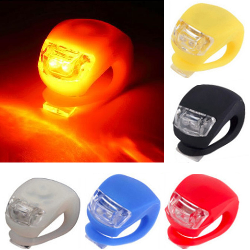Bicycle Front Light Silicone LED Head Front Rear Wheel Bike Light Waterproof Cycling With Battery Bicycle Accessories Bike Lamp 5 Colors