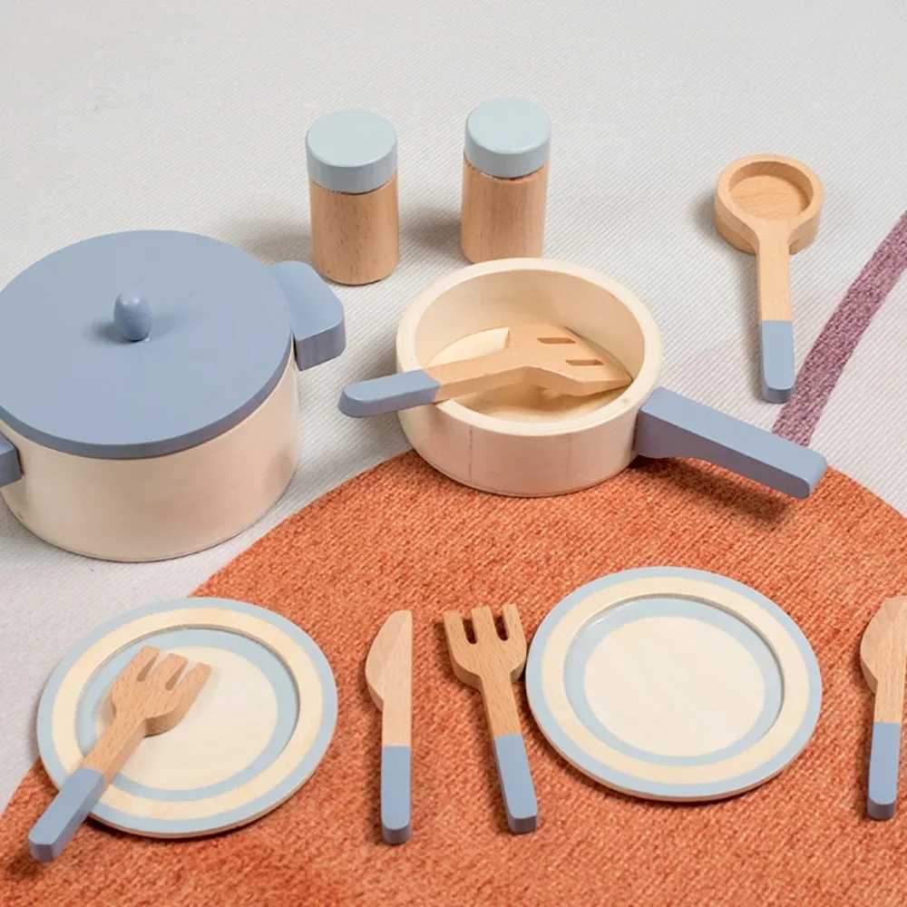 Wooden Mini Kitchen Toys Cookware Pot Pan Cook Pretend Play Educational House Toys For Children Simulation Kitchen Utensils Girl C250922