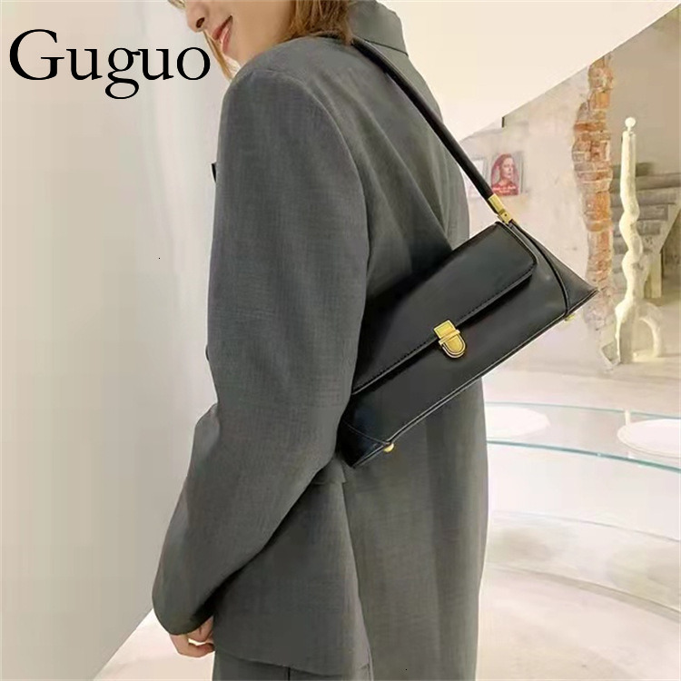 Guguo Designer Bag Niche Design High-end Retro Korean INS 2025 Spring New Underarm Baguette Bag For Women Luxury Bag Versatile Shoulder Bag