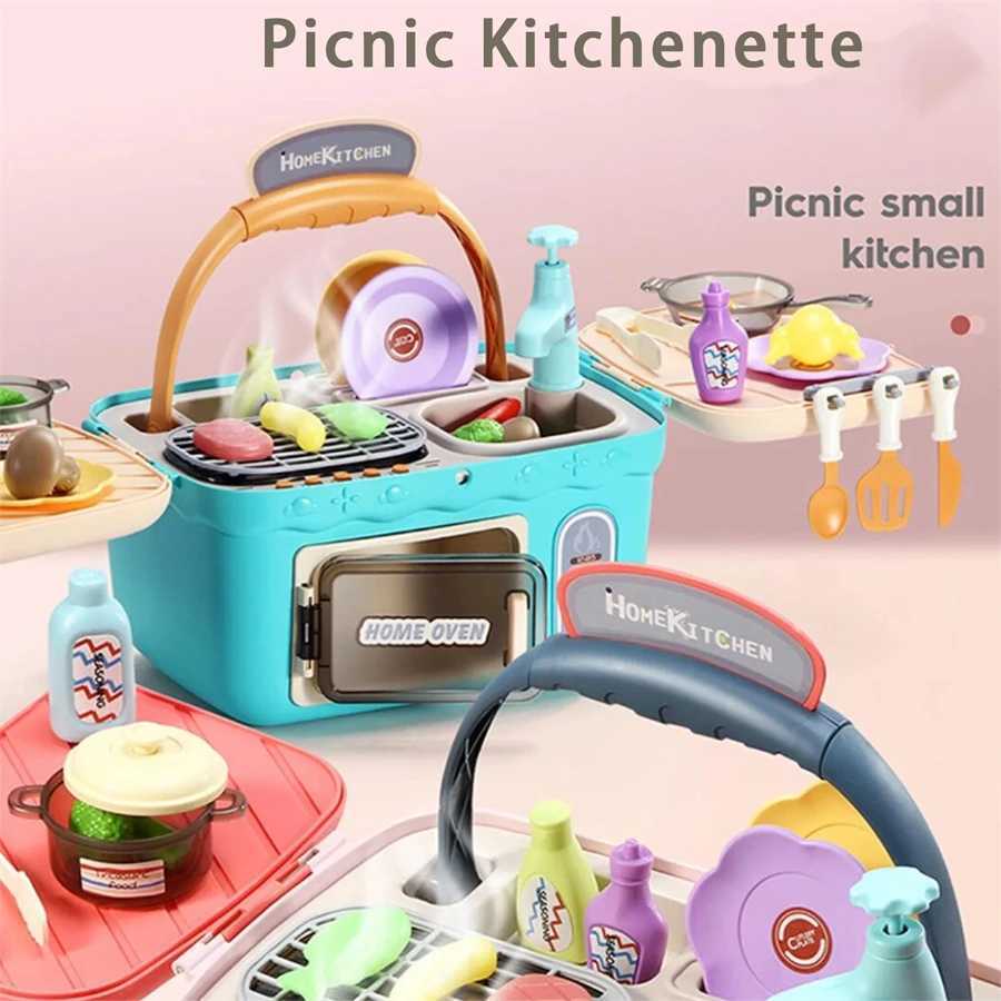 Kids Toddler Baby BBQ Grill Kitchen Toy Set Pretend BBQ Grill Toy Set for Kids Kitchen Toy Accessories Play Food Set C250922