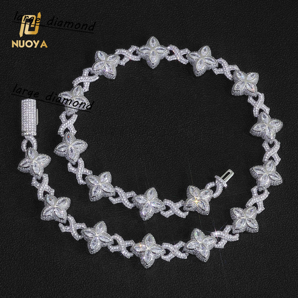 Iced Out Diamond Four Leaf Clover Infinity Miami Cuban Link Chain Necklace Hip Hop Custom Jewelry Gift for Men Women