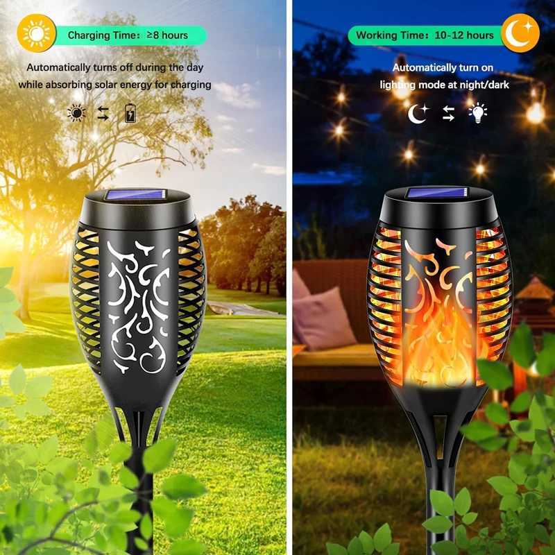 Outdoor LED Solar Torch Lights Waterproof Garden Decoration Lawn Pathway Flame Flickering Dancing Solar Lamp C250922