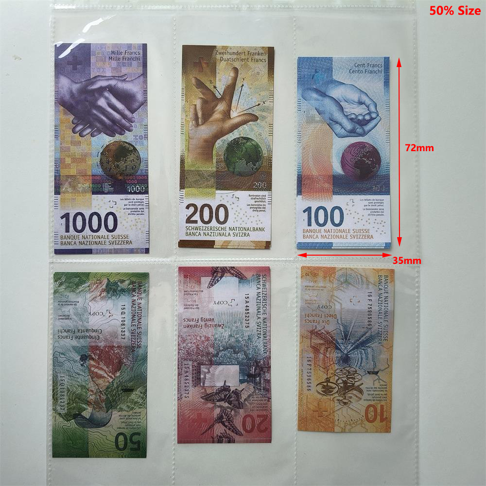 3A Quality Prop Money Fake Money CHF 10 20 50 100 200 1000 Swiss Money Party Supplies Movie Money Billets Play Collection Gifts Home Decoration Game 35*72mm 50% Size