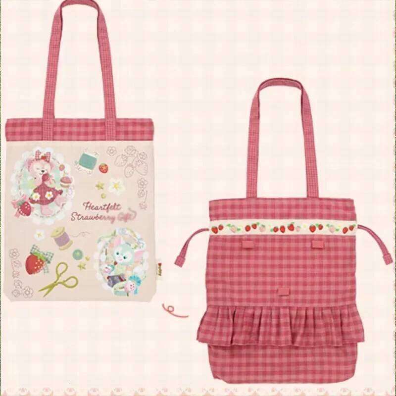 Designer Luxury Japanese Valentine S Day Strawberry Series Tote Linabell Handbag Shoulder Canvas Bag Stellalou Pink Plaid Cute