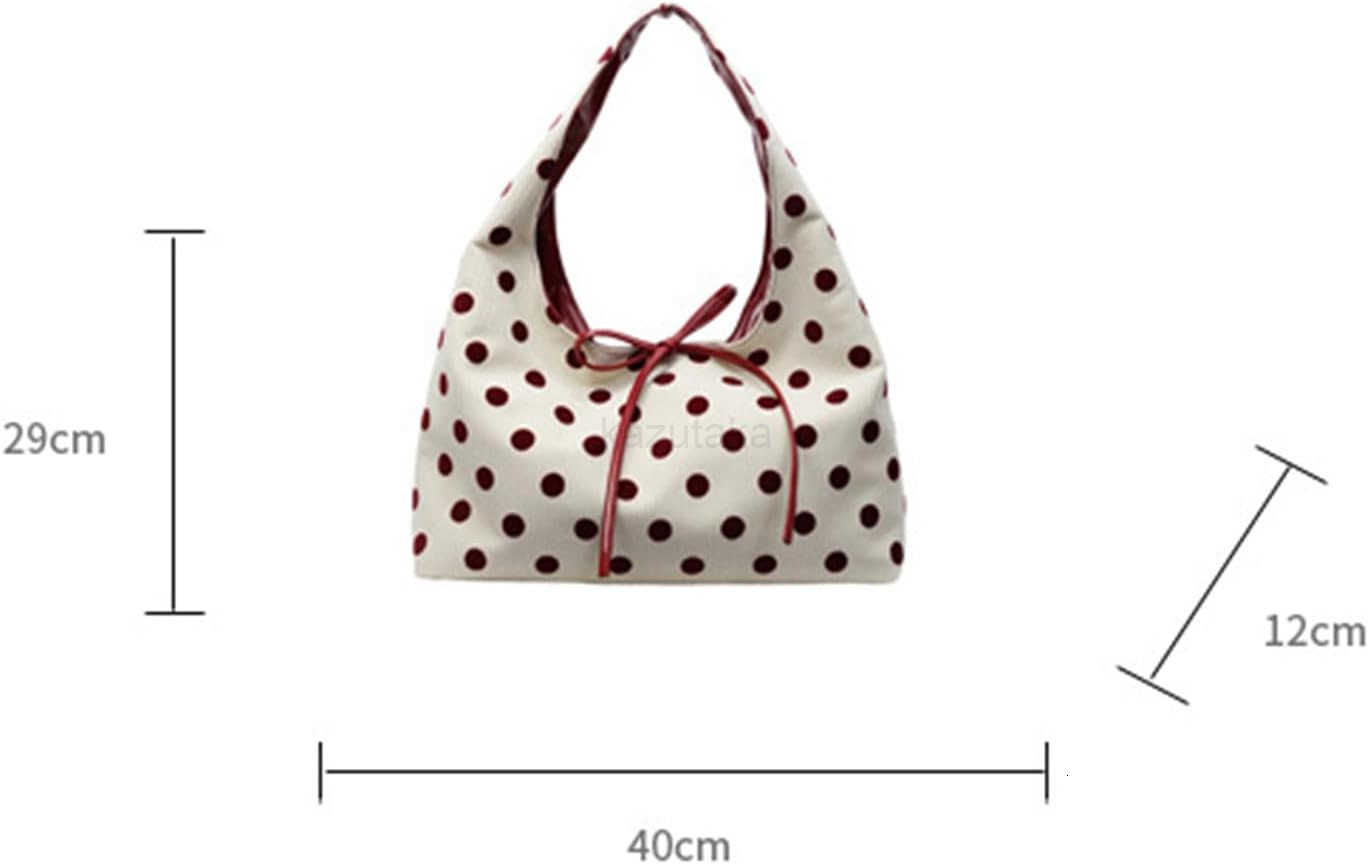 Polka Dot Tote Bag for Women Bow Tie for Women Slouchy Tote Purse Large Shoulder Handbag SaTChel for Travel Work Z250922