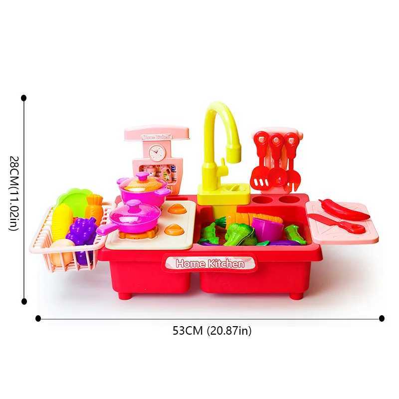 Sink Toy for Children Electric Dishwasher Food Water with Vegetable Fruit Cut Cooking Pretend Play Kitchen Toys 3 Year Gifts C250922