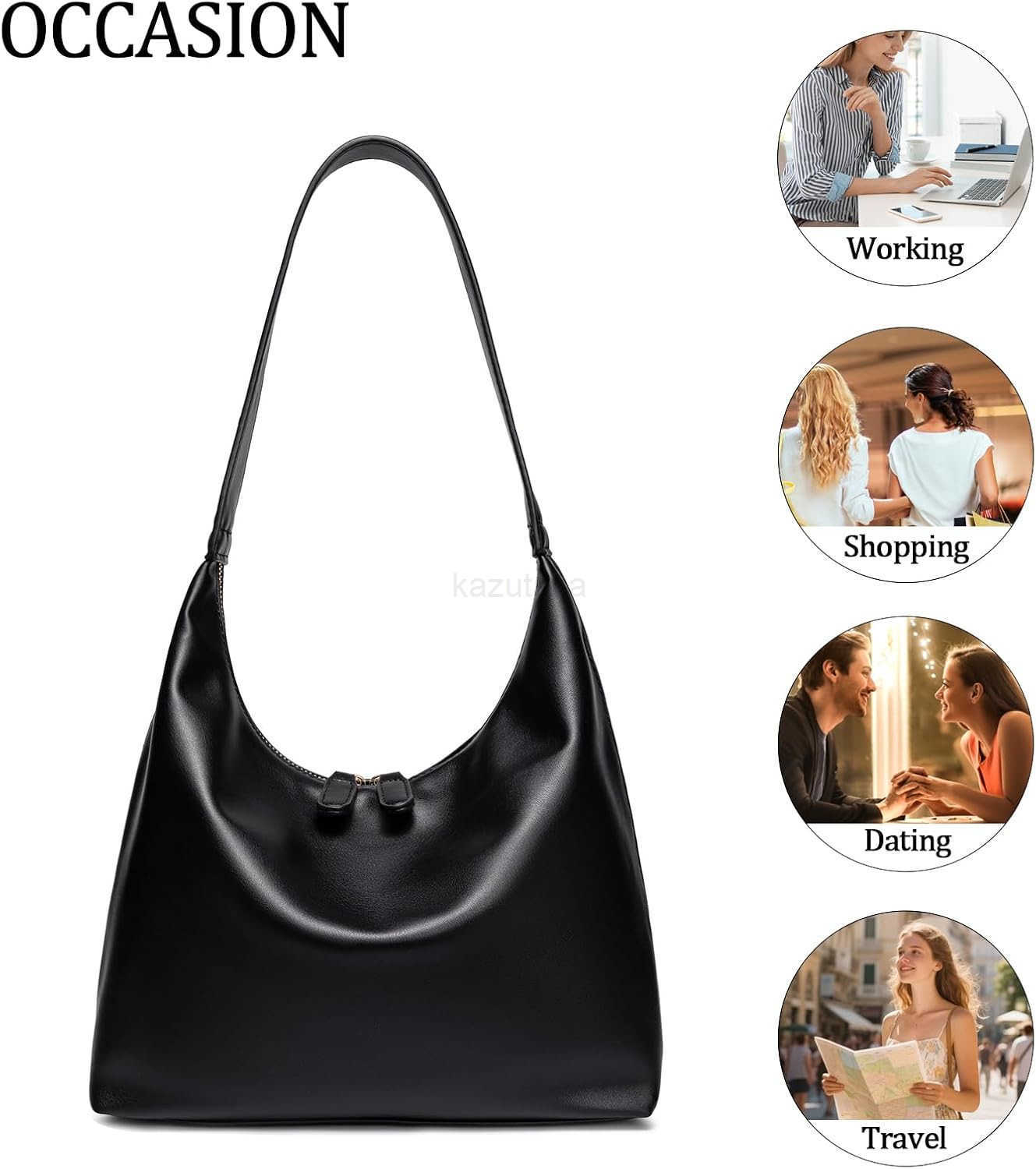 Small Soft Shoulder Purse Slouchy Tote Handbags Leather Women with Double Zipper Design Z250922