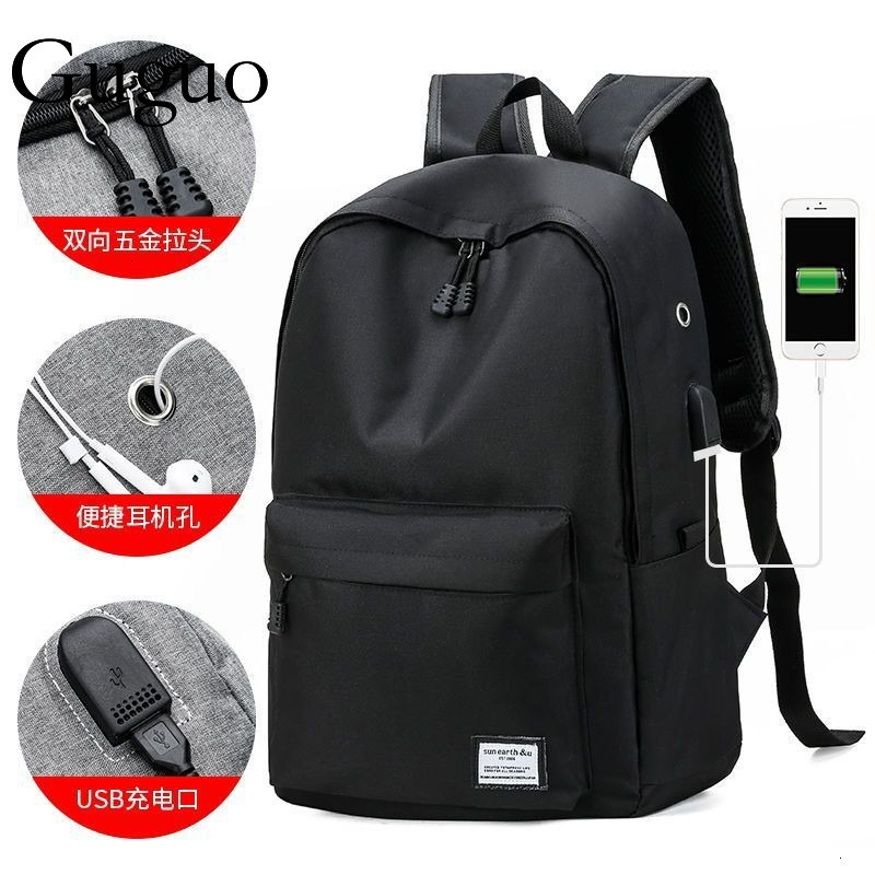 Guguo Designer Bag Cross-border Source Simple Backpack USB Charging Men's Laptop Bag Large Capacity Casual Business Luxury Bag Notebook Backpack