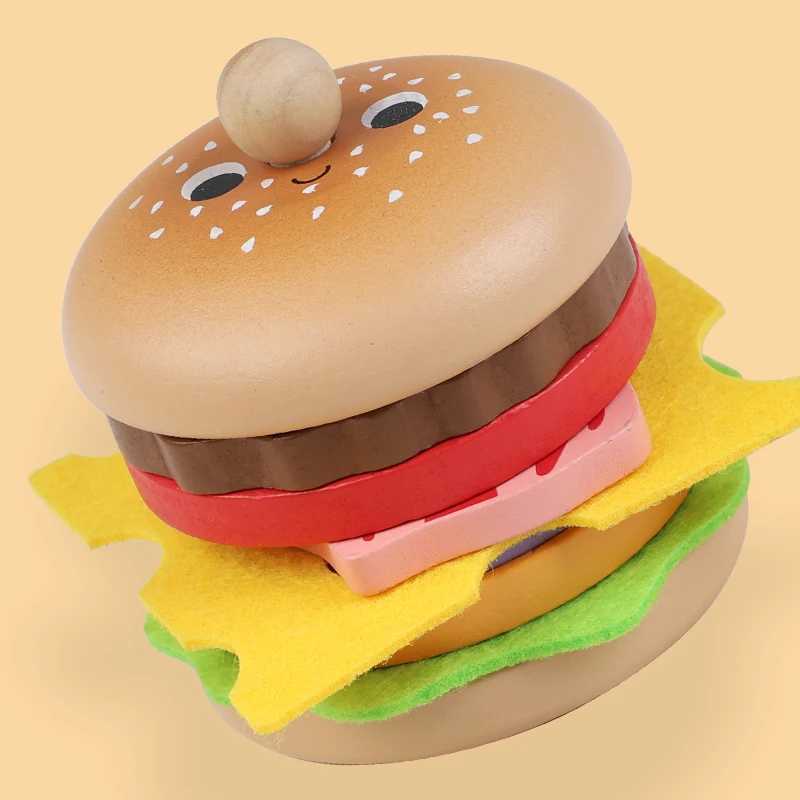 Kids Kitchen Playset Sim Burger Fries Restaurant Order Food Games Hamburger Sand Stacking Cooking Parent Child Games C250922