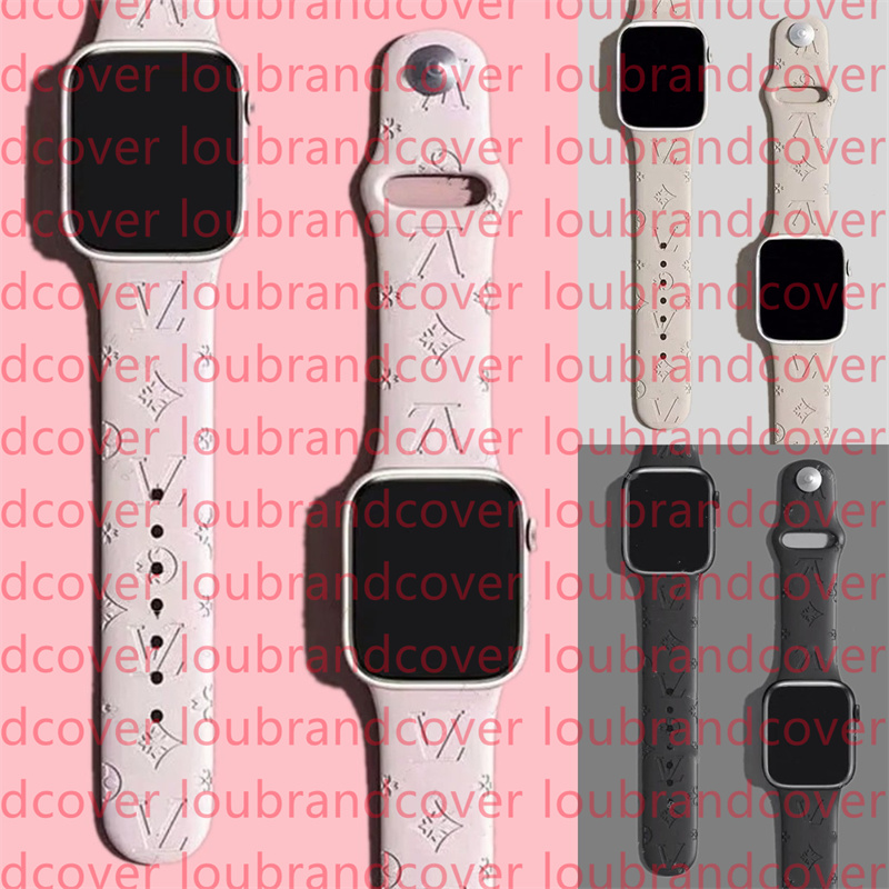 Designer Watch Band Smart Straps for apple watch band 49mm 38mm 44mm 45mm iwatch series 8 9 4 5 6 7 Strap Embossing Silicone Bracelet 3D Concave Pattern ap watchbands