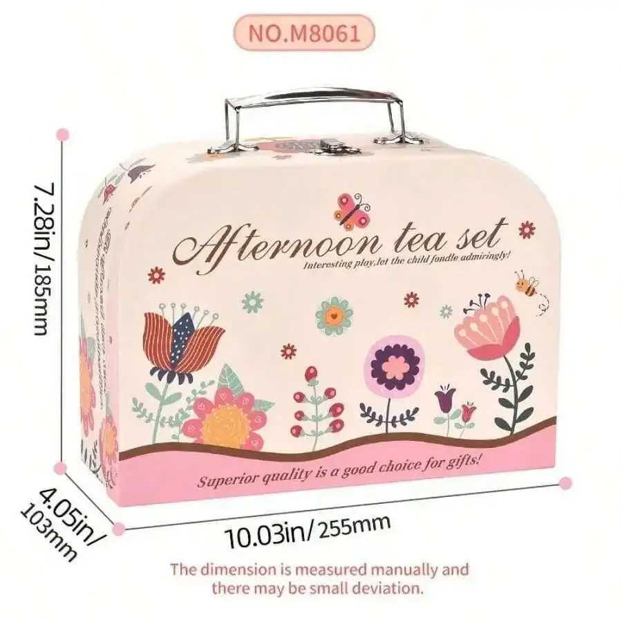 42 pieces of Little Girl Tea Party Set Kitchen Pretend to Play Tea Time Toy with Dessert Biscuits Donuts Tea Pot Princess Gi C250922
