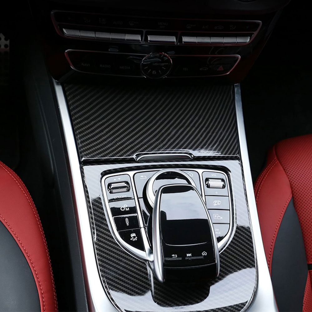 Car Carbon Fiber Center Console Gear Shift Panel Cover Trim For Mercedes Benz G-Class W464 G63 AMG G550 G500 2019-2025 Benz Accessories