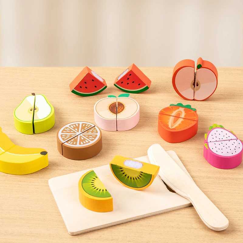 Childrens Kitchen Cooking Set Wooden Simulation Cutting Fruits Vegetables Food Toy Pretend Play Educational Toys for Children C250922