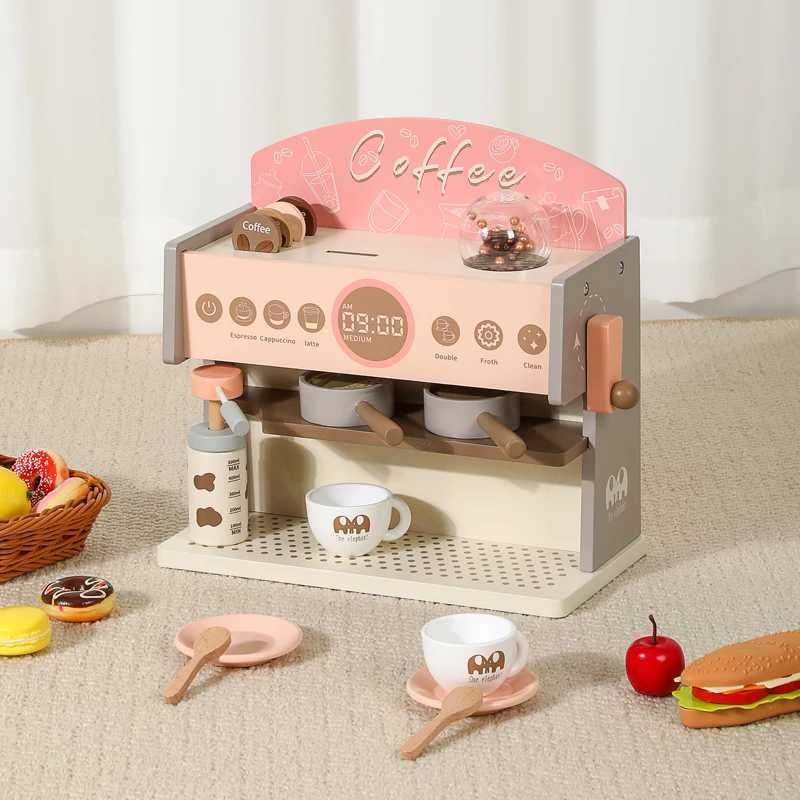 Kids Coffee Maker Wooden Toy Coffee Maker fun parentchild interaction kitchen simulation Play Kitchen Accessories Toy Sets C250922