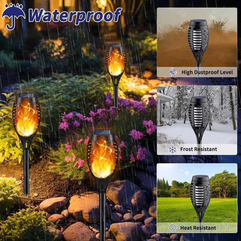 Outdoor LED Solar Torch Lights Waterproof Garden Decoration Lawn Pathway Flame Flickering Dancing Solar Lamp C250922