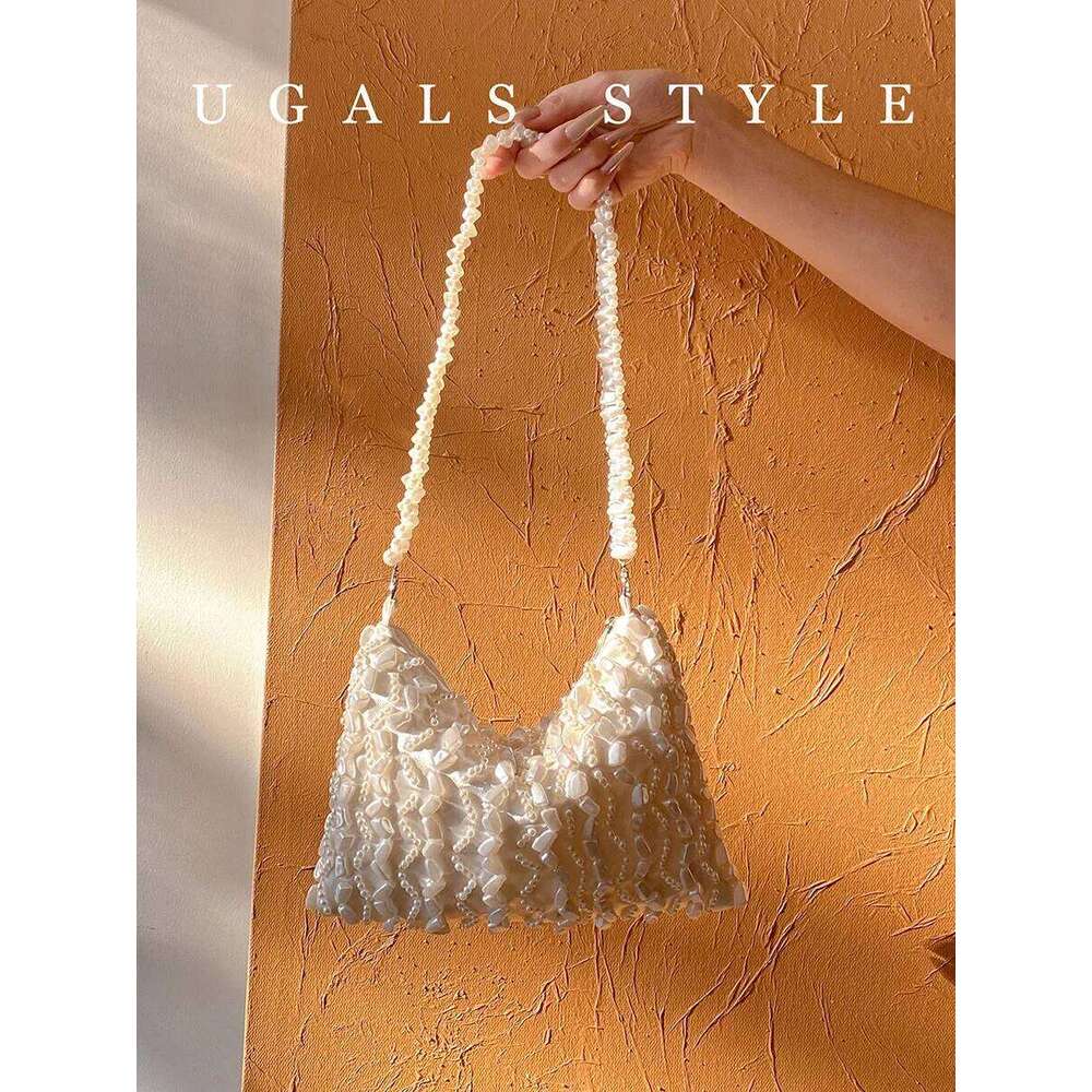 Designer Luxury Handmade Dia Bucket Evening Chain Shoulder Beaded Clutch Bag For Wedding Party