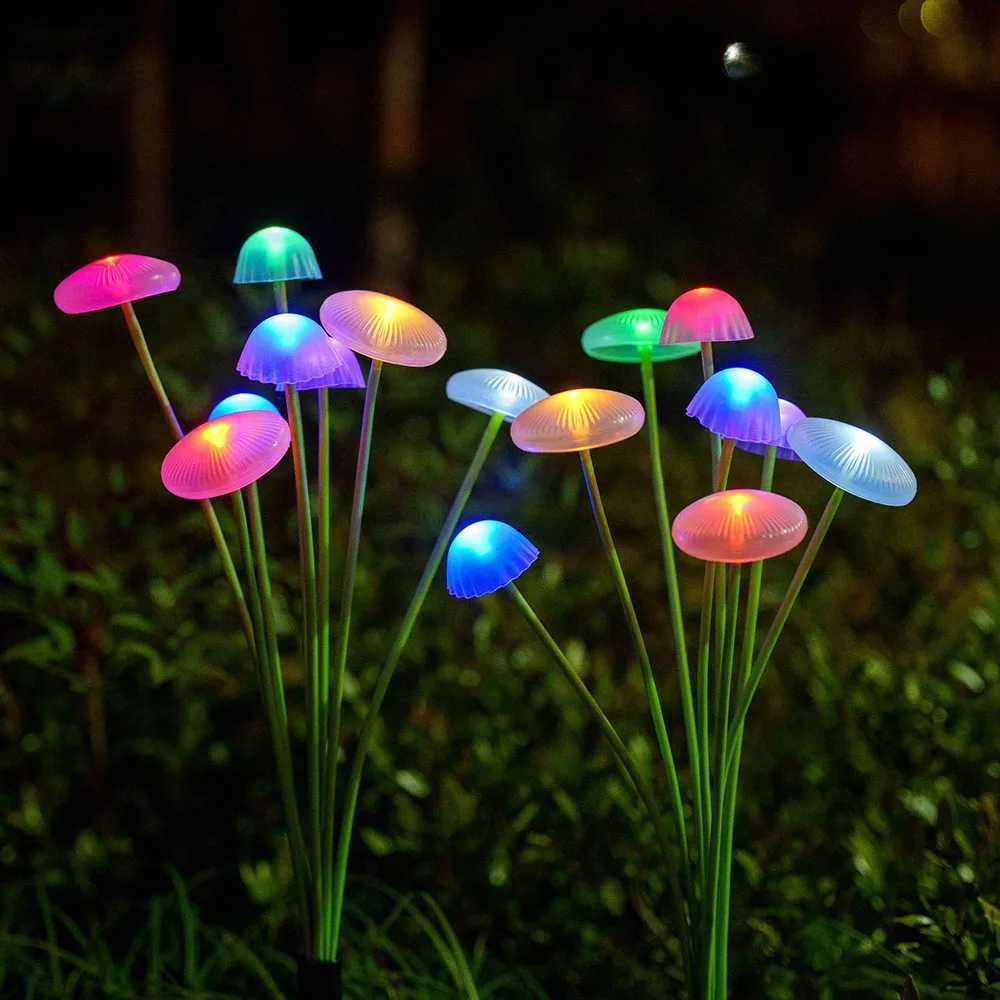 6LED mushroom light solar lawn light courtyard landscape decoration light swaying in the wind cute mushroom light C250922