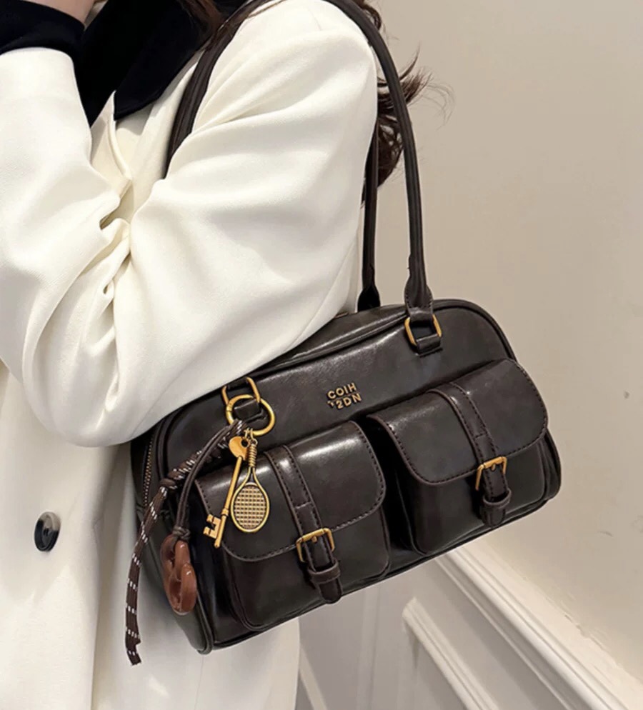 Bowling bag for women, new fashion Boston single shoulder underarm bag, versatile commuting large capacity handbag for 2025