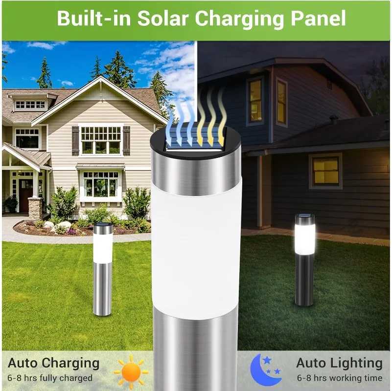 Solar Light White Solar Light Stainless Steel Waterproof LED Outdoor Garden Light Suitable for Courtyard Lawn and Trail C250922