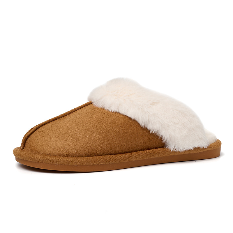 Free Shipping 2025 Autumn Winter New Design Home Plush Flat Slippers Unisex Indoor Outdoor Warm Cotton Slippers Large Size 30-47 Brown Hot Sale