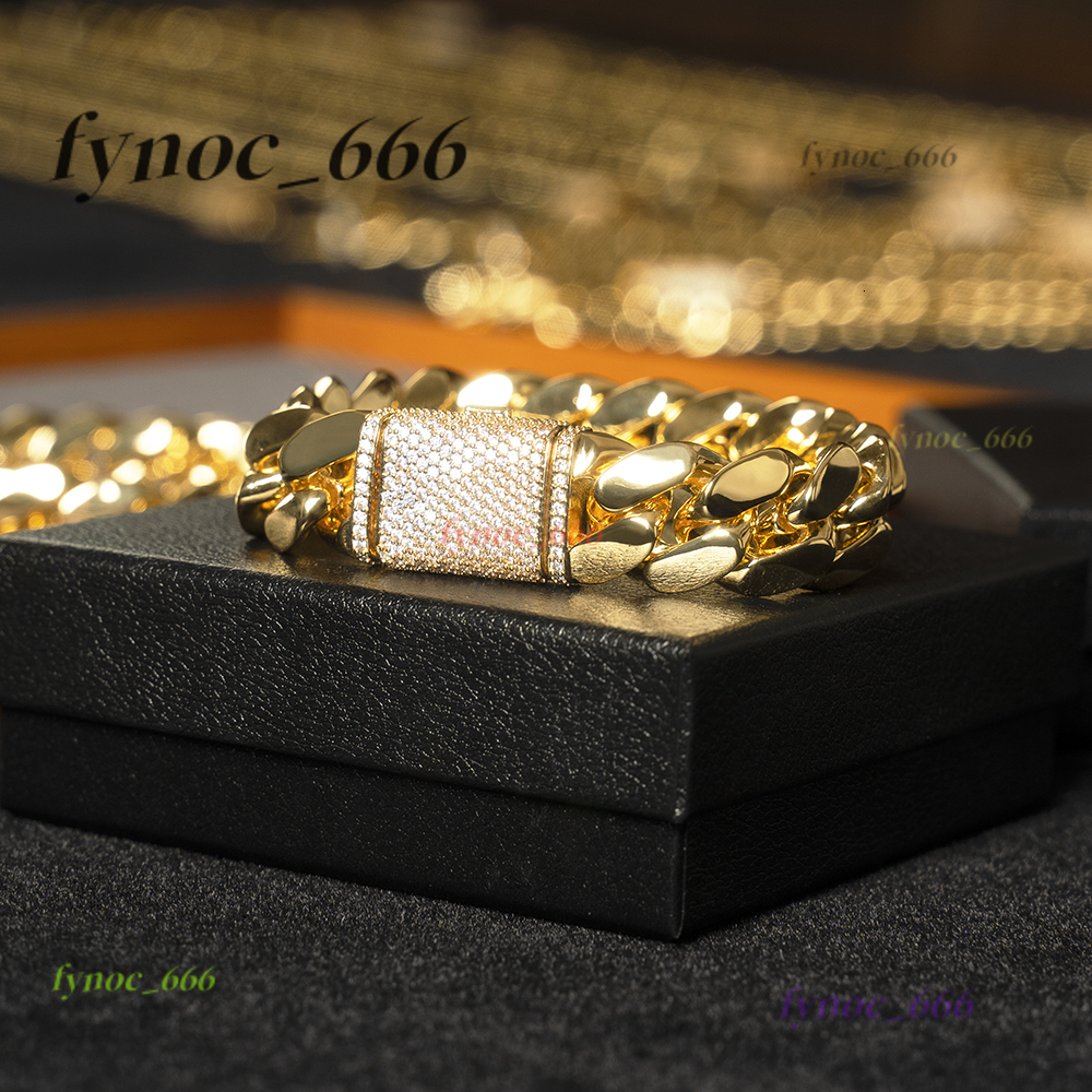 925 Sterling Silver Mens Double Sided Luxury Gold Cuban Link Chain VVS Moissanite Gold Plated Wedding and Party Style