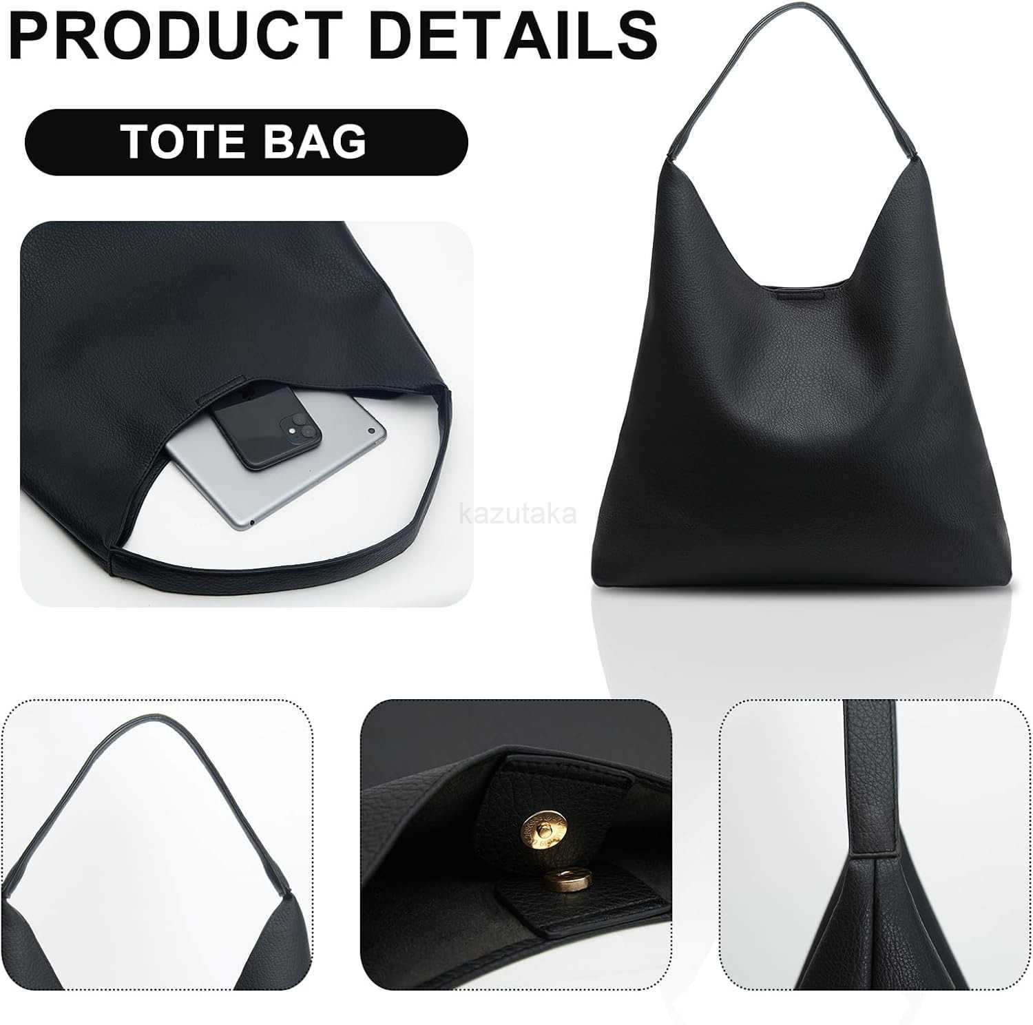 Women Soft PU Leather Shoulder Handbag highcapacity Slouchy Tote Purses Z250922