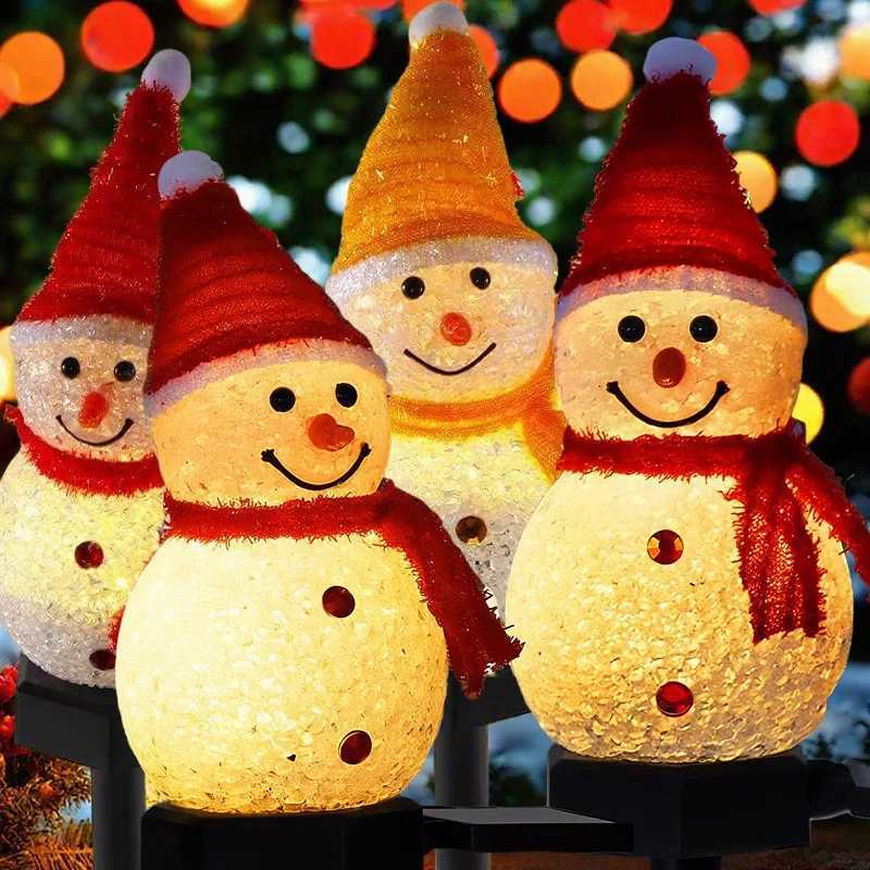 LED Christmas Solar Lights Snowmans Pathway Light Waterproof Outdoor Garden Lawn Fence Lamps Holiday Party Decoration Lighting C250922