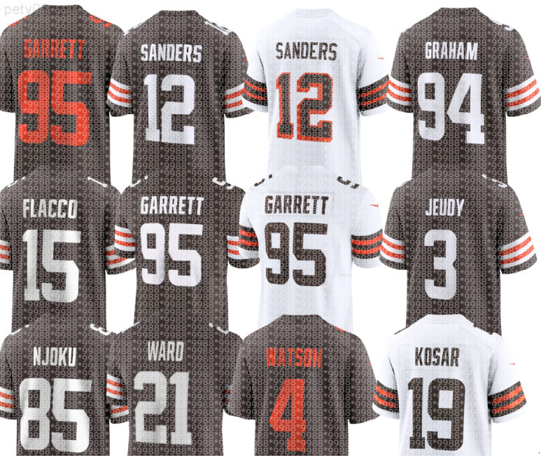 nfl Browns Jersey Jim Brown Bernie Kosar Joe Thomas Myles Garrett Shedeur Sanders Jerry Jeudy David Njoku Denzel Ward Mason Graham Joe Flacco Jerome Baker Football
