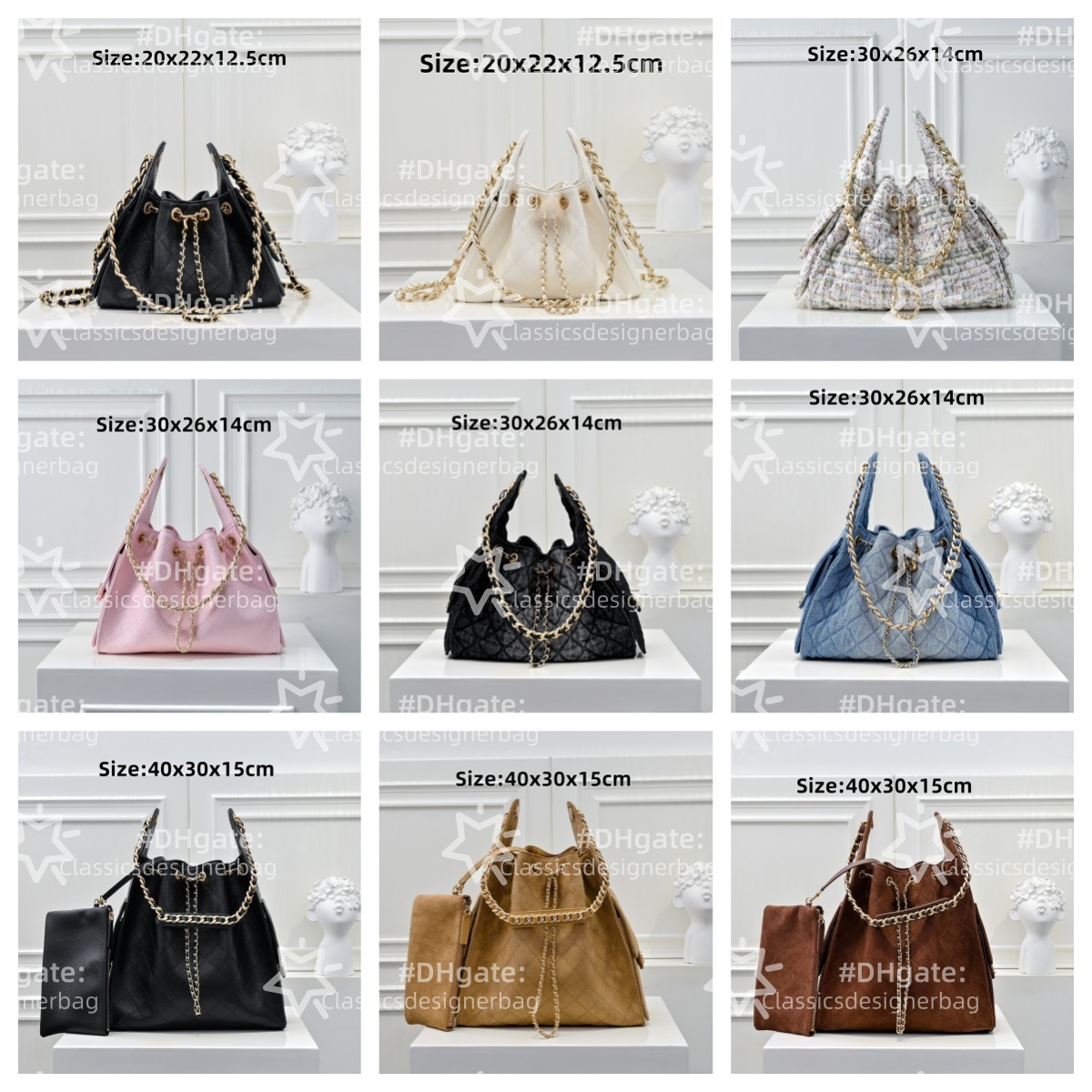 Designer Drawstring Bucket Bag Caviar Leather Women Bag Hobo Underarm Shoulder Bag Large Capacity Gold Mattilas Chain Handbag