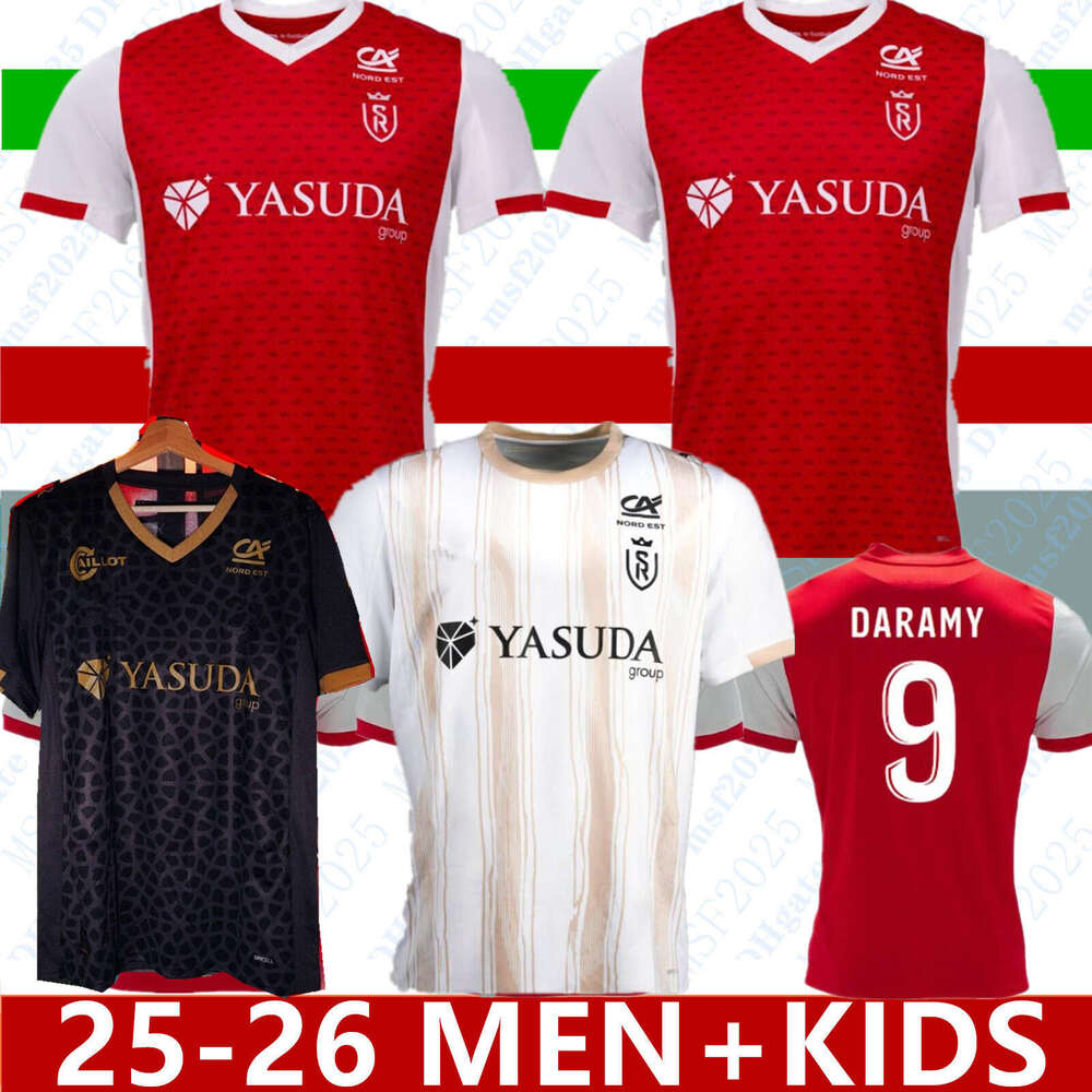 25 26 Stade de Reims Mens Soccer Jerseys AGBADOU ITO DARAMY SALAMA NAKAMURA O.DIAKITE DIAKHON DE SMET OKUMU Home 2025 2026 Football Shirt Adult Uniforms 888