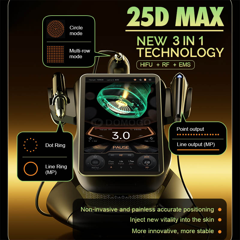 HIFU 3 in 1 25D Max HIFU RF EMS Face Y Body Lifting Wrinkle Removal Radiofrequency Liposonic Cartridge 22D 360 Max HIFU Machine
