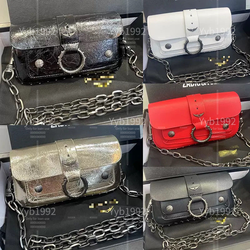 ZV Classic French designed shoulder bag featuring rivets, circular patterns, trendy chains, and versatile style zadigevoltair BAG558