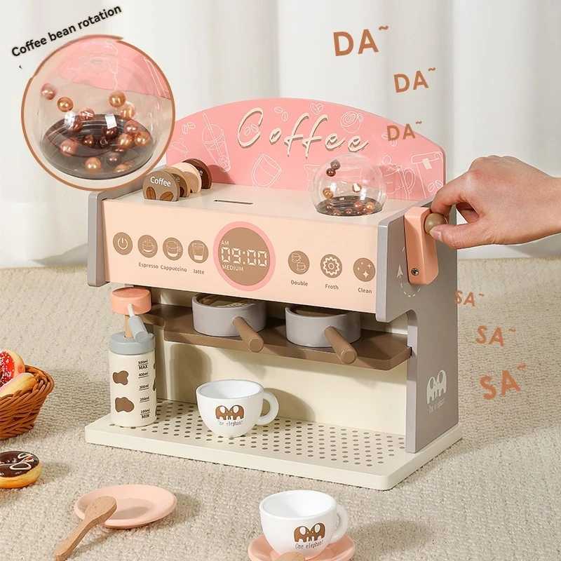 Kids Coffee Maker Wooden Toy Coffee Maker fun parentchild interaction kitchen simulation Play Kitchen Accessories Toy Sets C250922