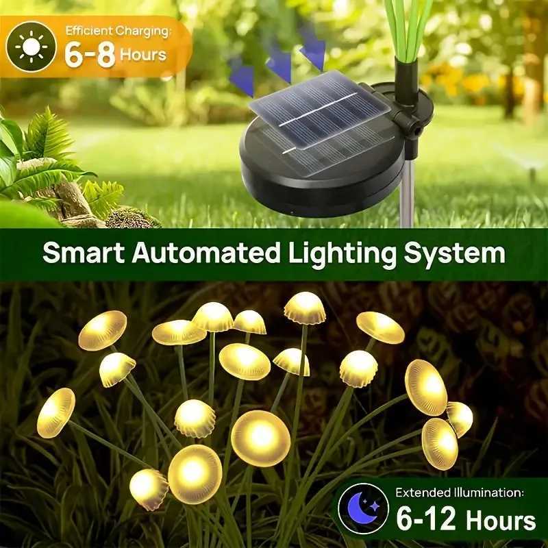 Solar Garden LED Jellyfish Mushroom Lamp Landscape Lawn Insert Lights Party Outdoor Patio for Yard Festival Halloween Lawn Decor C250922