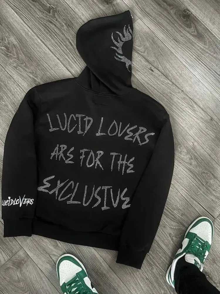 Y2K Jacket Men hoodies emo Zip Hoodie Rhinestone Pattern goth Sweatshirt Sport Coat Pullover Gothic Long Sleeve Oversized hoodie W250922