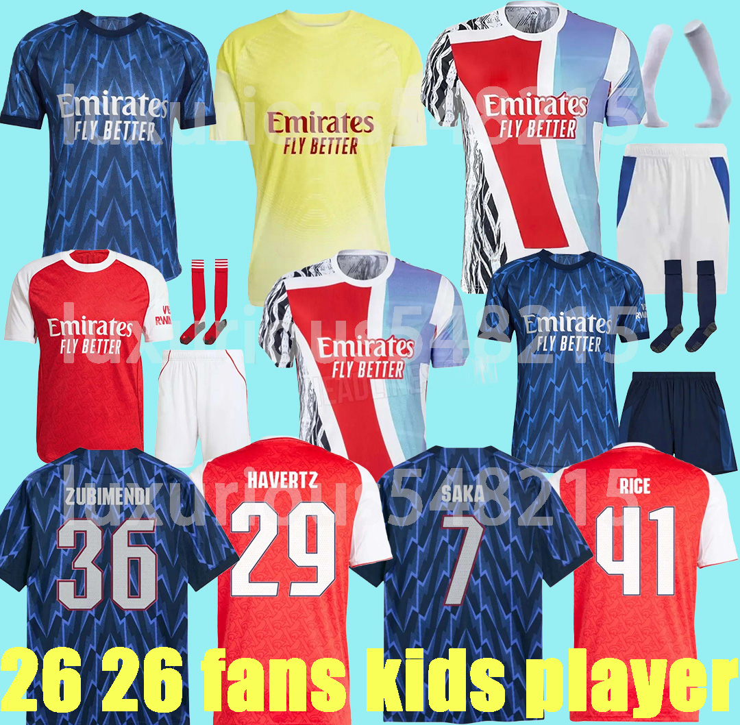 25 26 SAKA ODEGAARD NKETIAH RICE HAVERTZ NWANERI MARTINELLI Calafiori SALIBA TROSSARD JESUS Football Shirt Child Training Kit uniform shirts Soccer Jerseys 9999